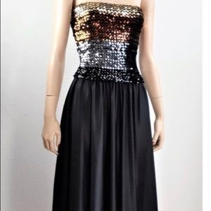 Keyloun Vintage 70’s sequin strapless maxi cocktail dress